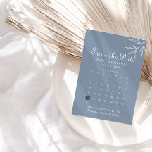 Formal Minimal Dusty Blue Save the Date Calendar