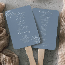 Formal Minimal Dusty Blue Wedding Program Fächer