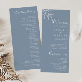 Formal Minimal Dusty Blue Wedding Program Programm