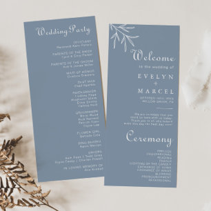 Formal Minimal Dusty Blue Wedding Program Programm