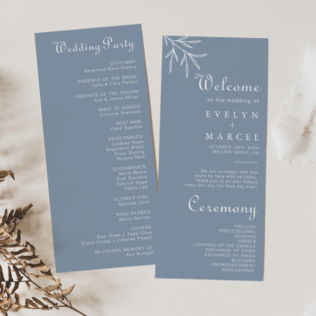 Formal Minimal Dusty Blue Wedding Program Programm (Von Creator hochgeladen)