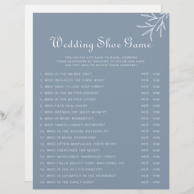 Formal Minimal Dusty Blue Wedding Shoe Game (Vorne/Hinten)