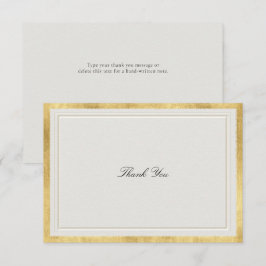 Formal Modern Classic Elevated Gold Ecru Wedding Dankeskarte