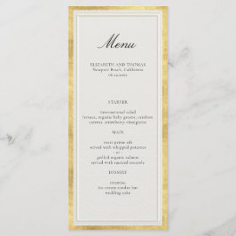 Formal Modern Classic Elevated Gold Ecru Wedding Menükarte