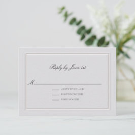 Formal Modern Classic Elevated Ivory Sm Wedding RSVP Karte