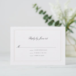 Formal Modern Classic Elevated Pearl Sm Wedding RSVP Karte