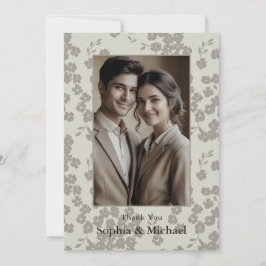 Formal Modern Floral Wedding Thank You Card Gray Dankeskarte