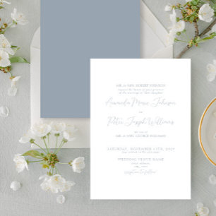 Formal Moderne Kalligrafie Dusty Blue Wedding Einladung