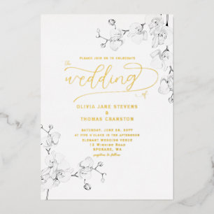 Formal Moderne klassische Hochzeit von Elfenbeinor Folieneinladung