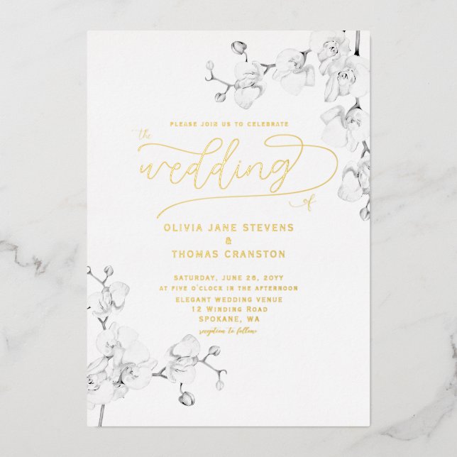Formal Moderne klassische Hochzeit von Elfenbeinor Folieneinladung (Vorderseite)