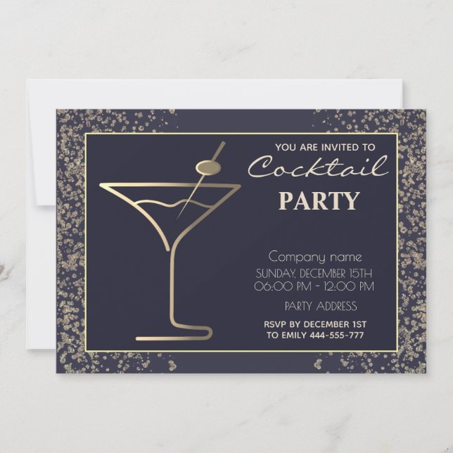 Formal modernes Gold Luxus Cocktail Party Einladung (Vorderseite)