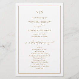 Formal Monogram Gold Elegant Wedding Program