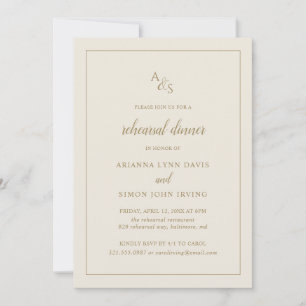 Formal Monogram Gold Ivory Probe Dinner Einladung