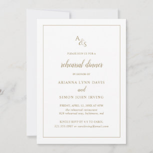 Formal Monogram Gold Probe Dinner Einladung