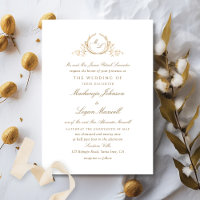 Formal Monogram White and Gold Elegante Wedding