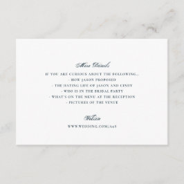 Formal Navy Blue Calligraphy Elegante Wedding Begleitkarte