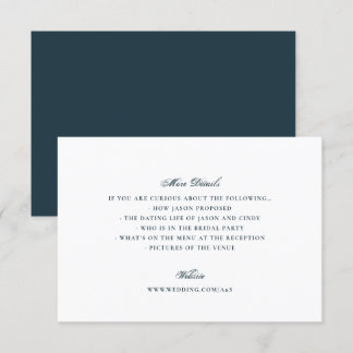 Formal Navy Blue Calligraphy Elegante Wedding Begleitkarte