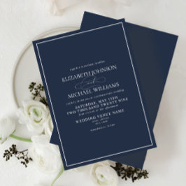 Formal Navy Blue Classic Script Hochzeit Einladung