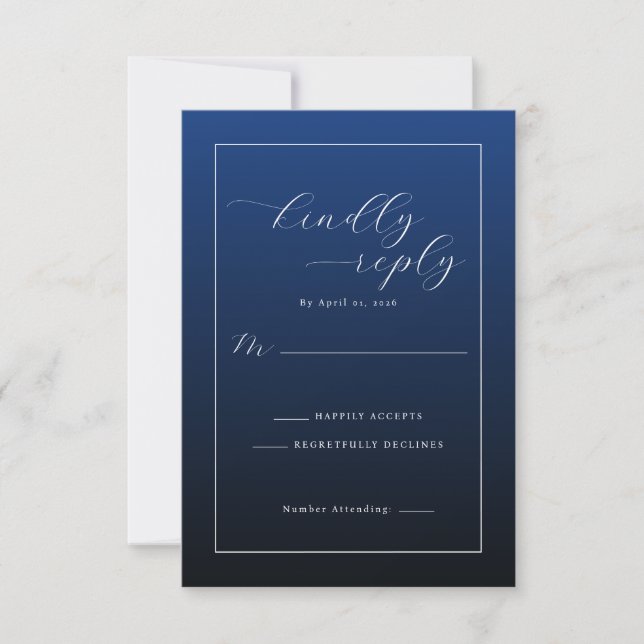 Formal Navy Blue RSVP Card (Devant)