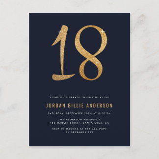 Formal Navy & Gold 18. Geburtstagsparty Einladung