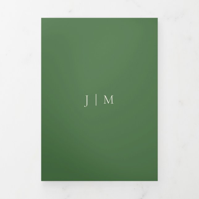 Formal Olive Green Moderne Hochzeit Dreifach Gefaltete Karte (Cover)