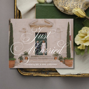 Formal Overlay Just Married Foto Ankündigungspostkarte