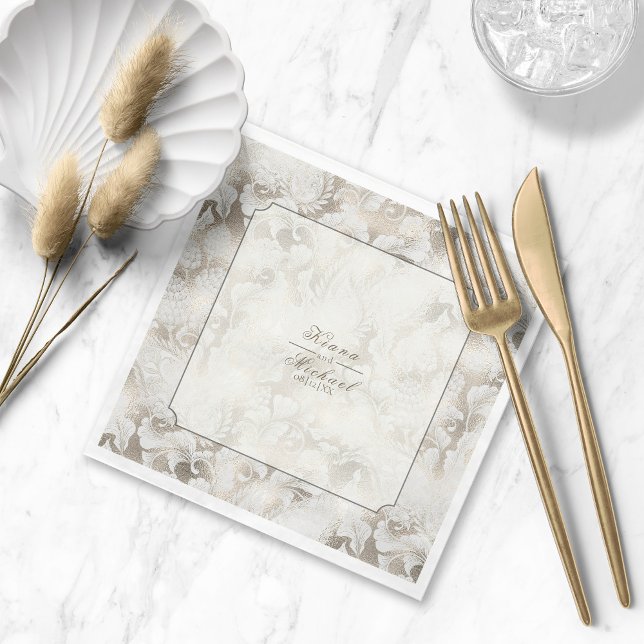 Formal Paisley Wedding Champagne ID767 Napkins Serviette (Von Creator hochgeladen)