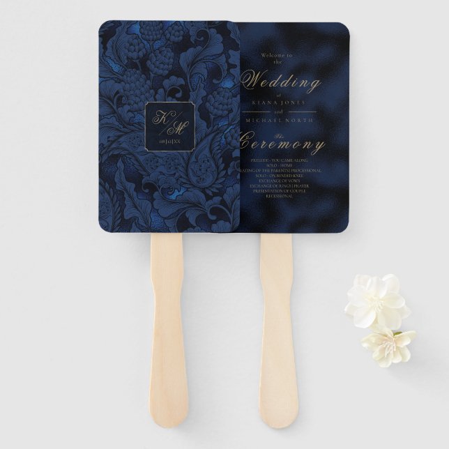 Formal Paisley Wedding Navy Blue ID767 Fächer (Vorne und Hinten)