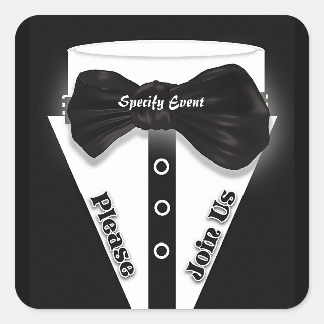 Formal Party tuxedo Eleganz Quadratischer Aufkleber (Vorderseite)