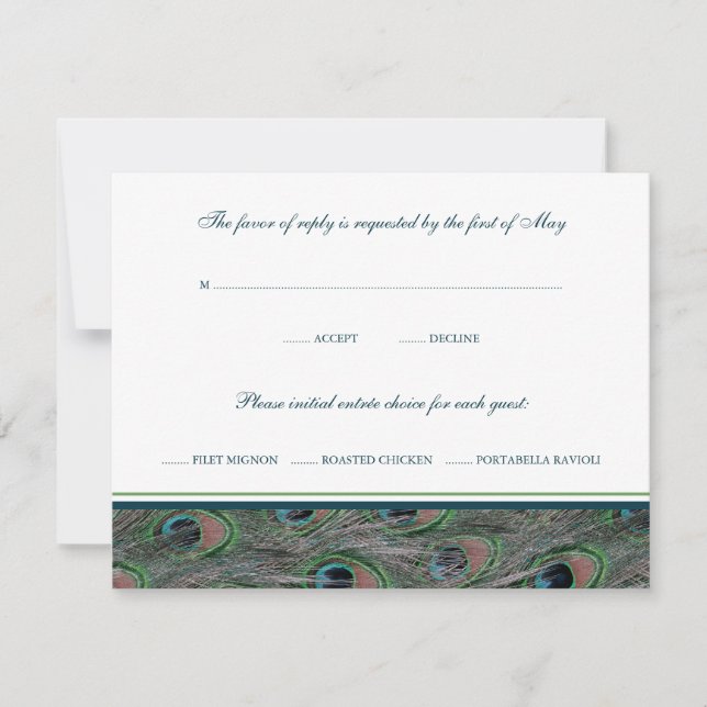 Formal Peacock Feathers UAWG Response Card RSVP Karte (Vorderseite)