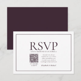 Formal Plum Classic QR Code Wedding RSVP Karte