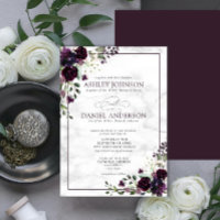 Formal Plum Purple Flower Watercolor Wedding