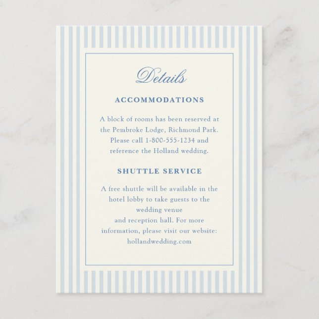Formal Preppy French Blue Streifen Directors Begleitkarte (Vorderseite)