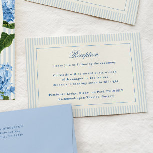 Formal Preppy French Blue Stripes Empfang Begleitkarte