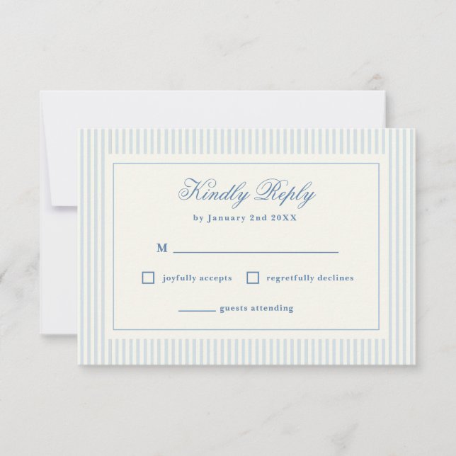 Formal Preppy French Blue Stripes UAWG RSVP Karte (Vorderseite)