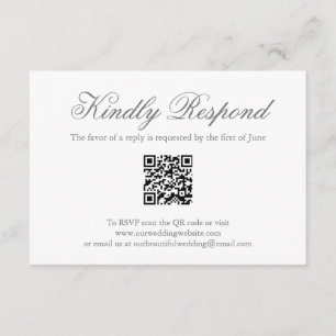 Formal QR Code Gray Wedding RSVP Karte