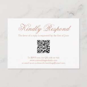 Formal QR Code Rose Gold Pink Wedding RSVP Karte