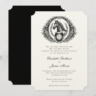Formal Reitpferd Monogram Wappen Wedding Einladung