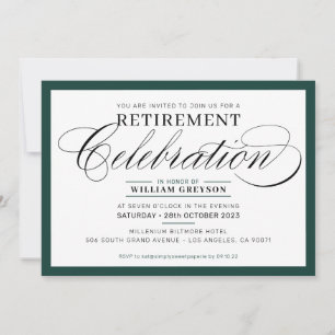 FORMAL RETIREMENT PARTY modern, dunkelgrün Einladung