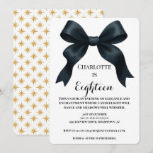 Formal Ribbon Birthday Invite - Gold Star