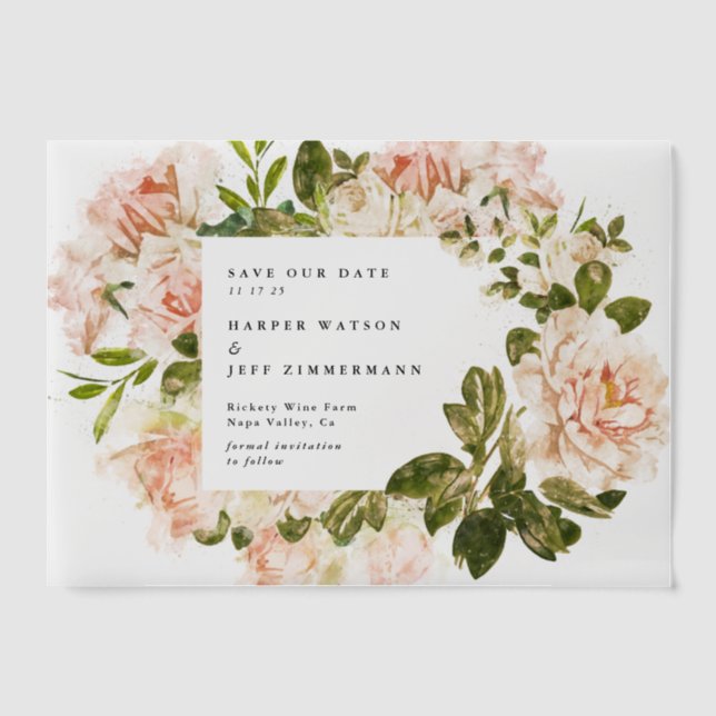 Formal rosa blumenklassische Hochzeit spart das Da (Vorderseite)
