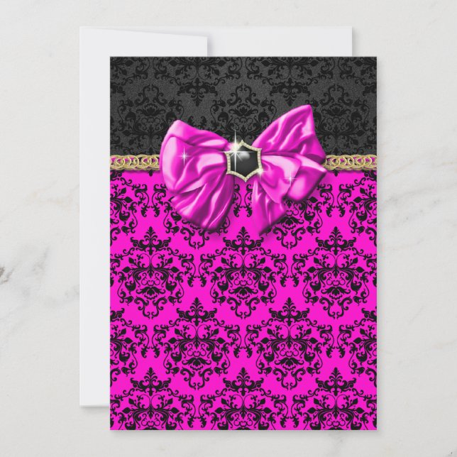 Formal rosa Schwarzgoldmattel-Party Einladung (Vorderseite)