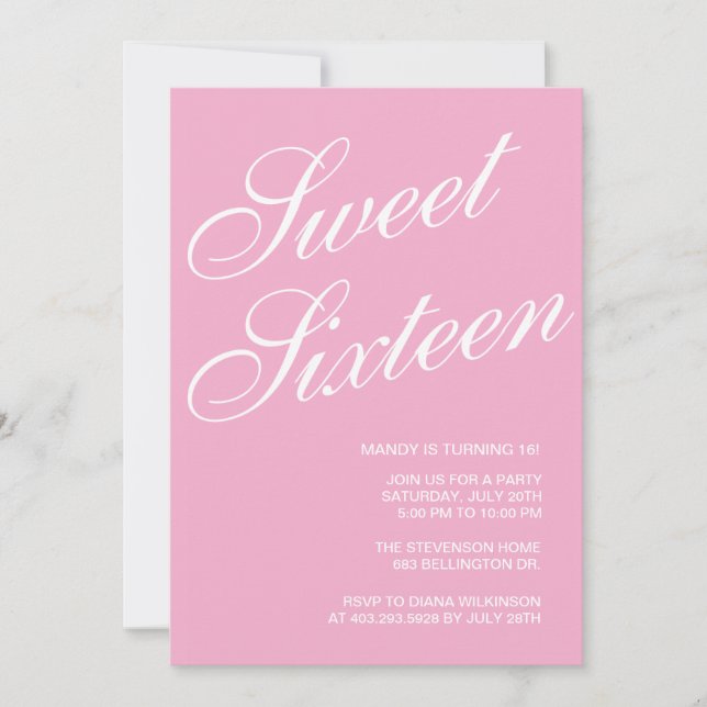 Formal Rose Sweet 16 Invitations (Devant)