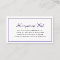 Formal Royal Lila Wedding Honeymoon Wish