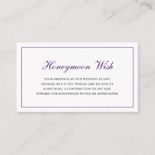 Formal Royal Lila Wedding Honeymoon Wish Begleitkarte