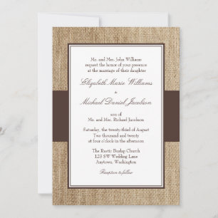 Formal Rustic Burlap Brown Hochzeit Einladungen