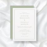 Formal Sage Green Wedding Einladung<br><div class="desc">Elegante feierliche Grünen Hochzeitsfeier. Eine elegante klassische Vollnamen formale sage grün und weiß Hochzeitskarte Vorlage, um es mit Ihren eigenen persönlichen Hochzeitsdetails anpassen. Ein einfaches aber dennoch elegantes Design für eine klassische Hochzeitsfeier von Maggie B Design Studio. Entsprechende Hochzeitswaren und Zubehör finden Sie in unserer eleganten Formal Sage Green Wedding...</div>