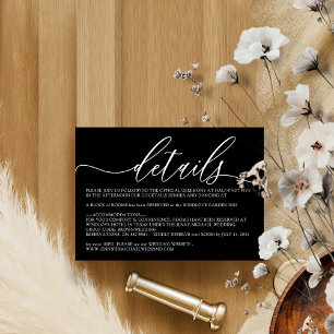 Formal Schwarz Moderne Hochzeitsunterkünfte Detail Begleitkarte