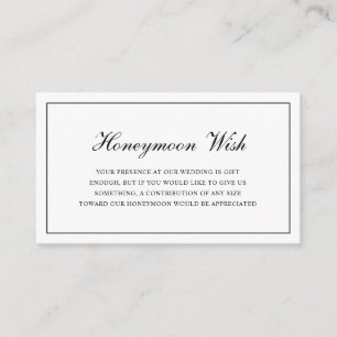 Formal Schwarz und Weiß Hochzeit Flitterwochen wün Begleitkarte