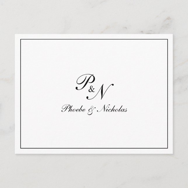 Formal Schwarz-Weiß-Monogramm-Hochzeit Vielen Dank Postkarte (Vorderseite)